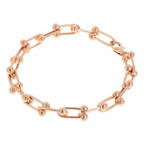 Italian 14k Yellow White or Rose Gold Solid U Shape Hardwear Link Bracelet 8mm