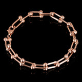 Italian 14k Yellow White or Rose Gold Solid U Shape Hardwear Link Bracelet 8mm