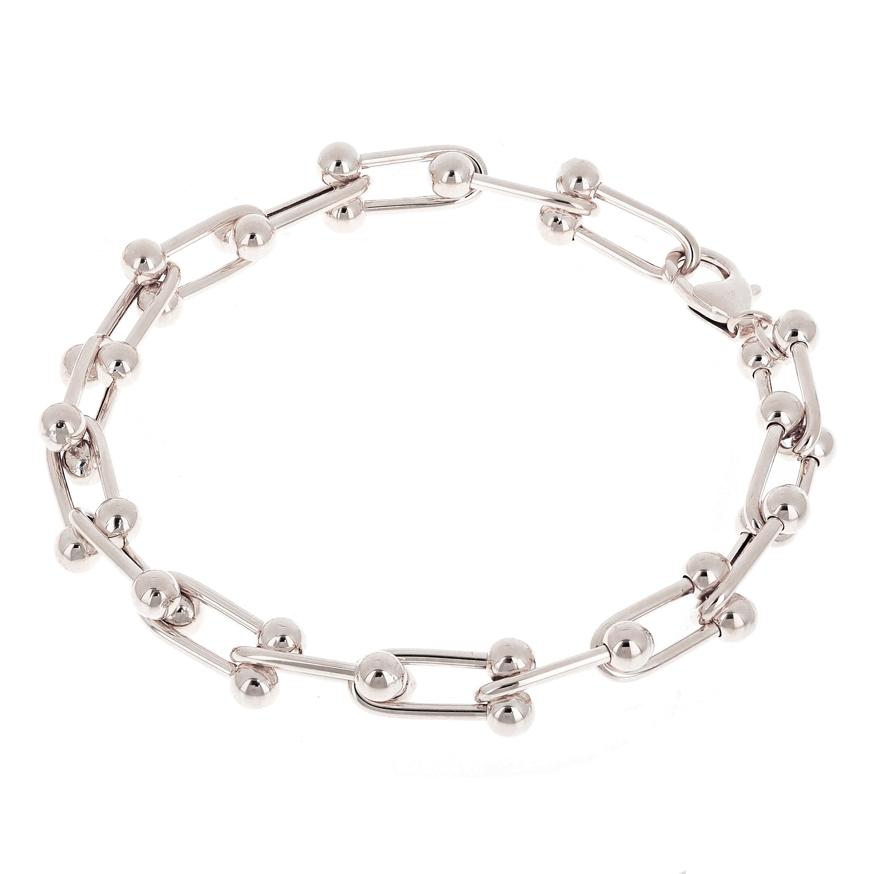 Italian 14k Yellow White or Rose Gold Solid U Shape Hardwear Link Bracelet 8mm