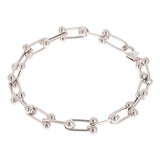 Italian 14k Yellow White or Rose Gold Solid U Shape Hardwear Link Bracelet 8mm