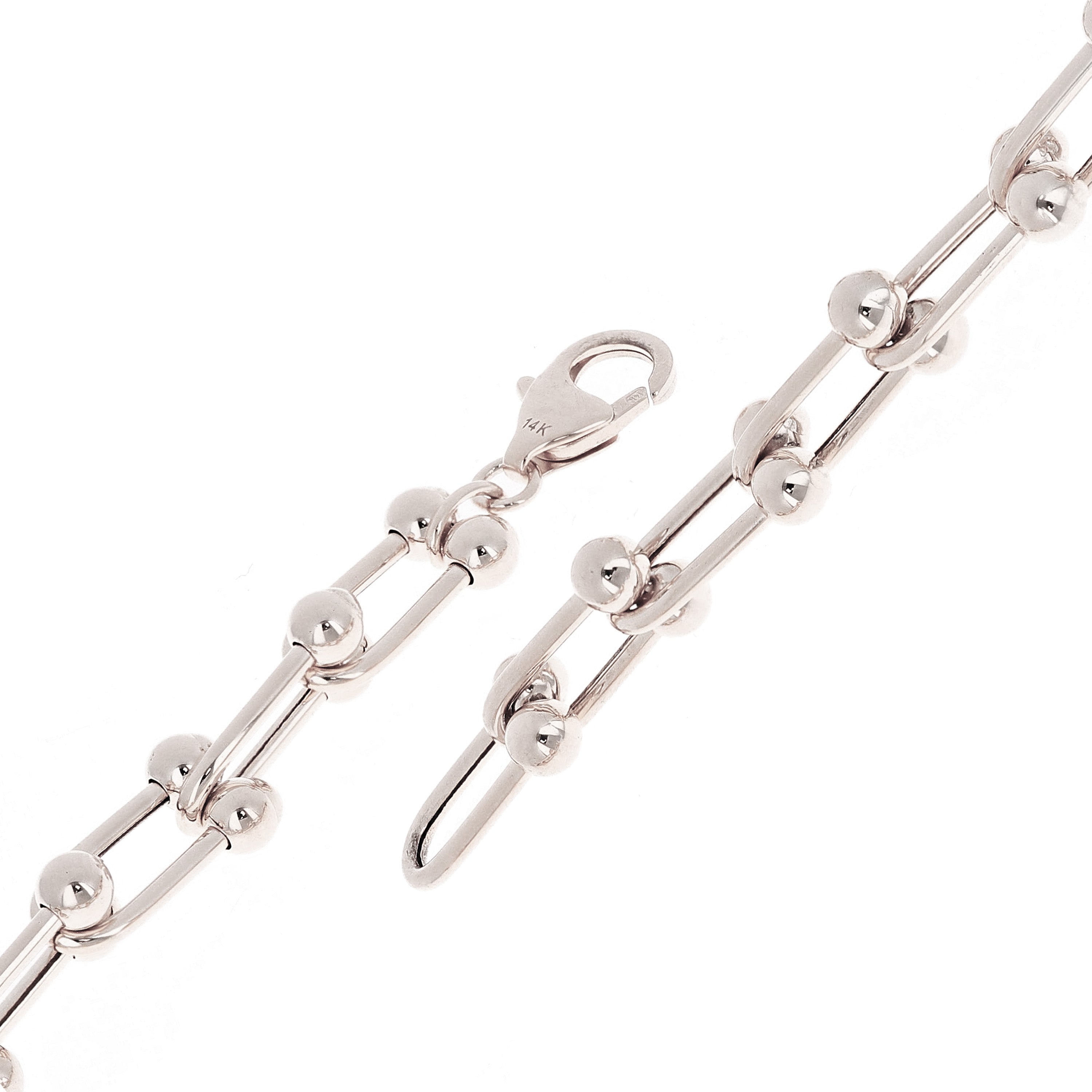Italian 14k Yellow White or Rose Gold Solid U Shape Hardwear Link Bracelet 8mm