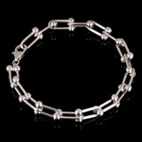 Italian 14k Yellow White or Rose Gold Solid U Shape Hardwear Link Bracelet 8mm
