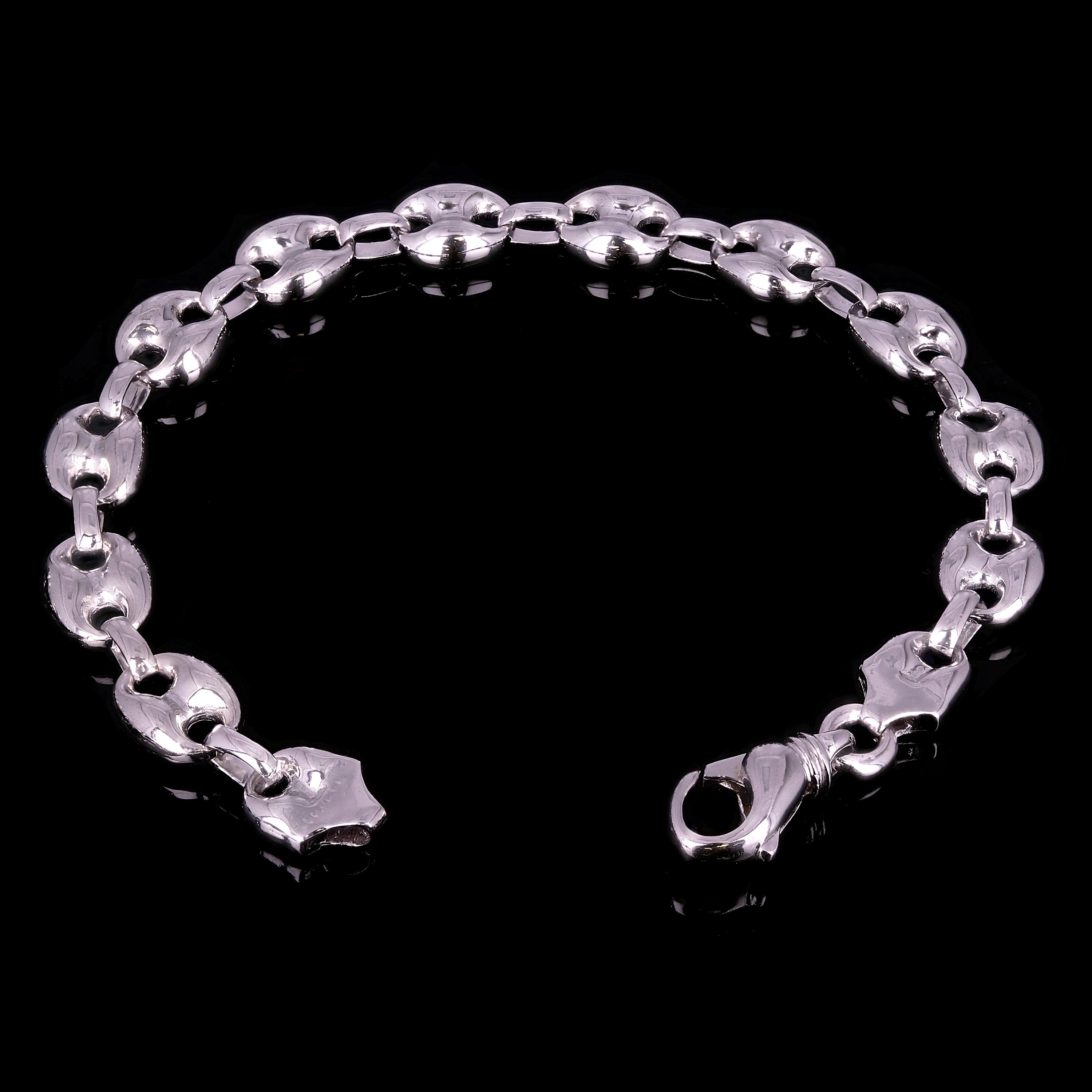 14k White Gold Solid Puffy Gucci Mariner Chain Bracelet 7" 11.7mm 43.5 grams - White,7"