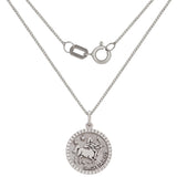 14k White Gold Diamond Zodiac Sign Sagittarius Pendant Necklace 18" - Sagittarius,White