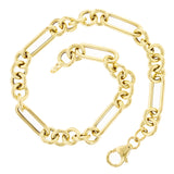 Italian 14k Yellow Gold Hollow Oval & Paper Clip Chain Bracelet 7.75" 4 grams
