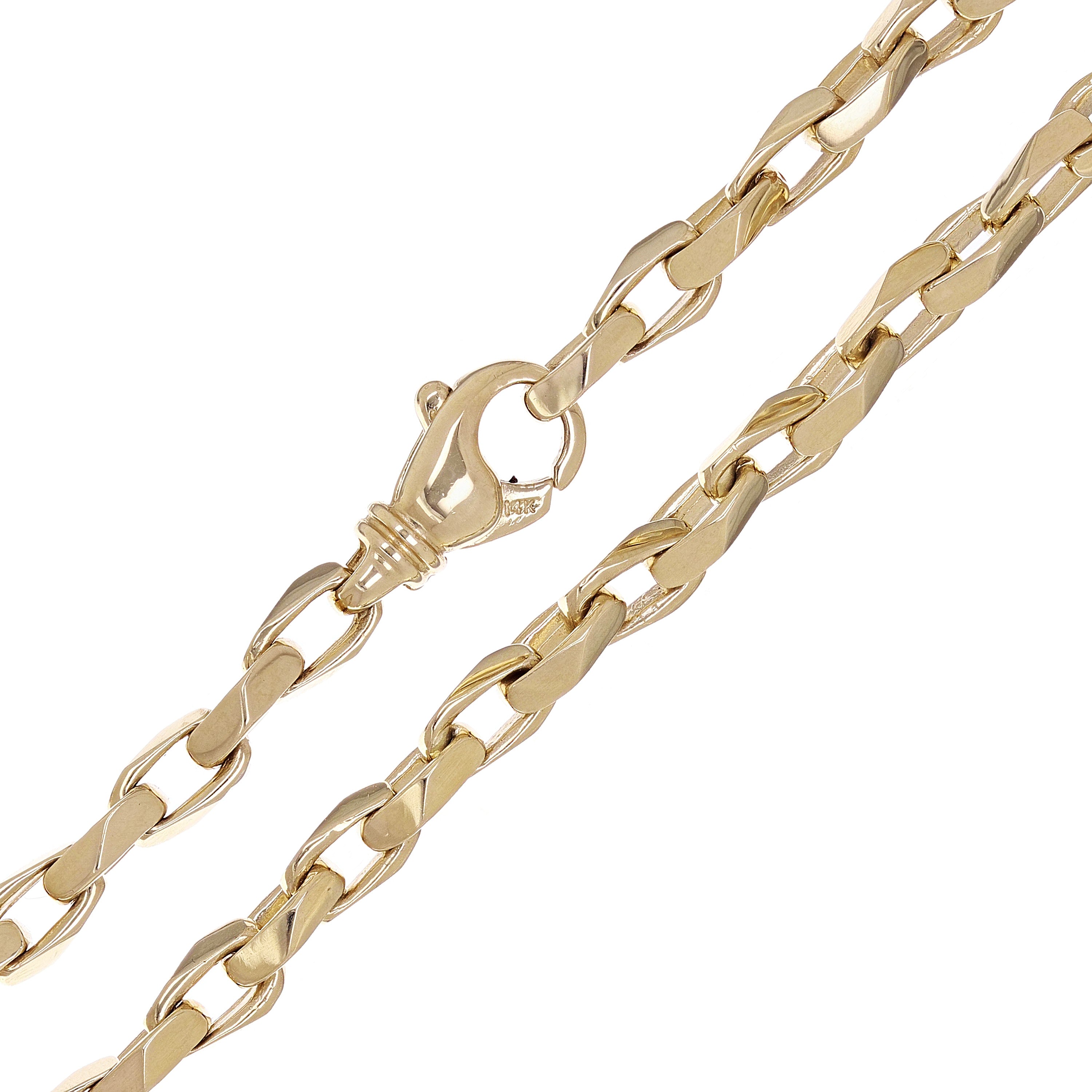 14k Yellow Gold Solid Handmade Beveled Anchor Chain Necklace 22" 5.4mm 42.7grams - Yellow,22"