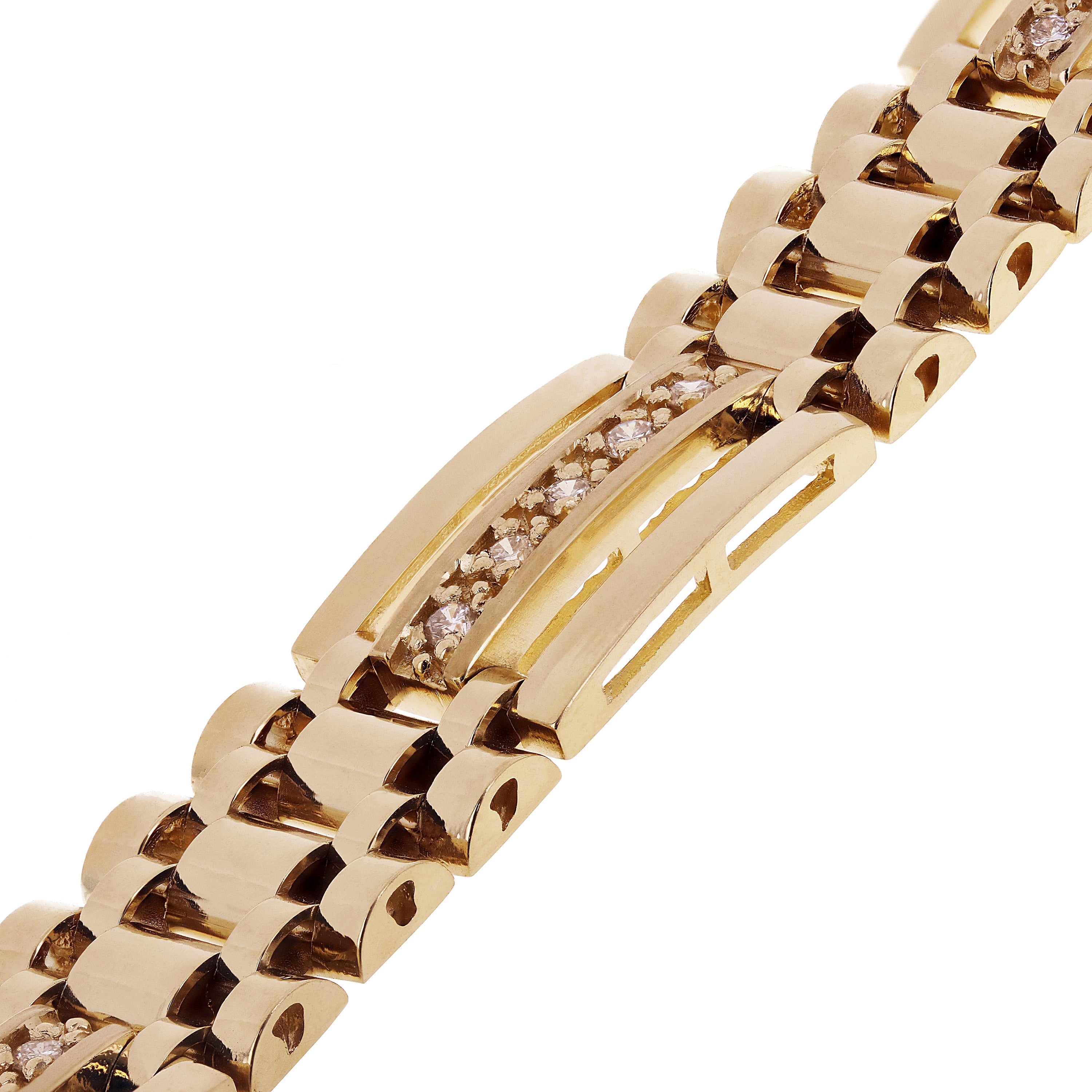 Men's 14k Yellow Gold 1.00ctw Diamond Watch Link Bracelet 8" 11.2mm 34.3 grams - Yellow  8"  11.2mm  1ctw  34.3grams
