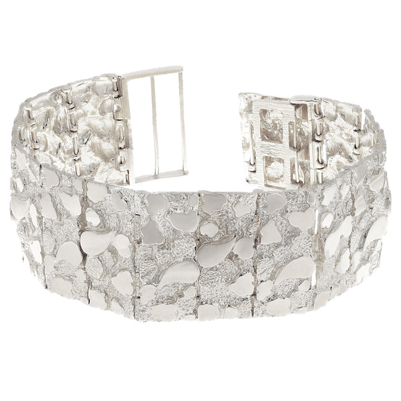 925 Sterling Silver Solid Nugget Bracelet Adjustable 8-8.5