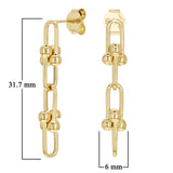 Italian 14k Yellow Gold U Link Dangle Earrings 1.2" 6mm 2.4 grams