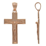 14k Rose Gold Jesus Christ Crucifix Cross Religious Charm Pendant 1.18" 2 grams - Rose