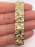 14k Yellow Gold Nugget Bracelet Adjustable 9-9.5" 12mm 36 grams