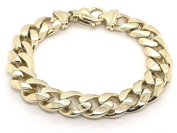 Men's 14k Yellow Gold Solid Miami Cuban Link Chain Bracelet 8.5