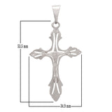 14k White Gold Jesus Christ Crucifix Cross Religious Charm Pendant 2.4" 6.2grams - White