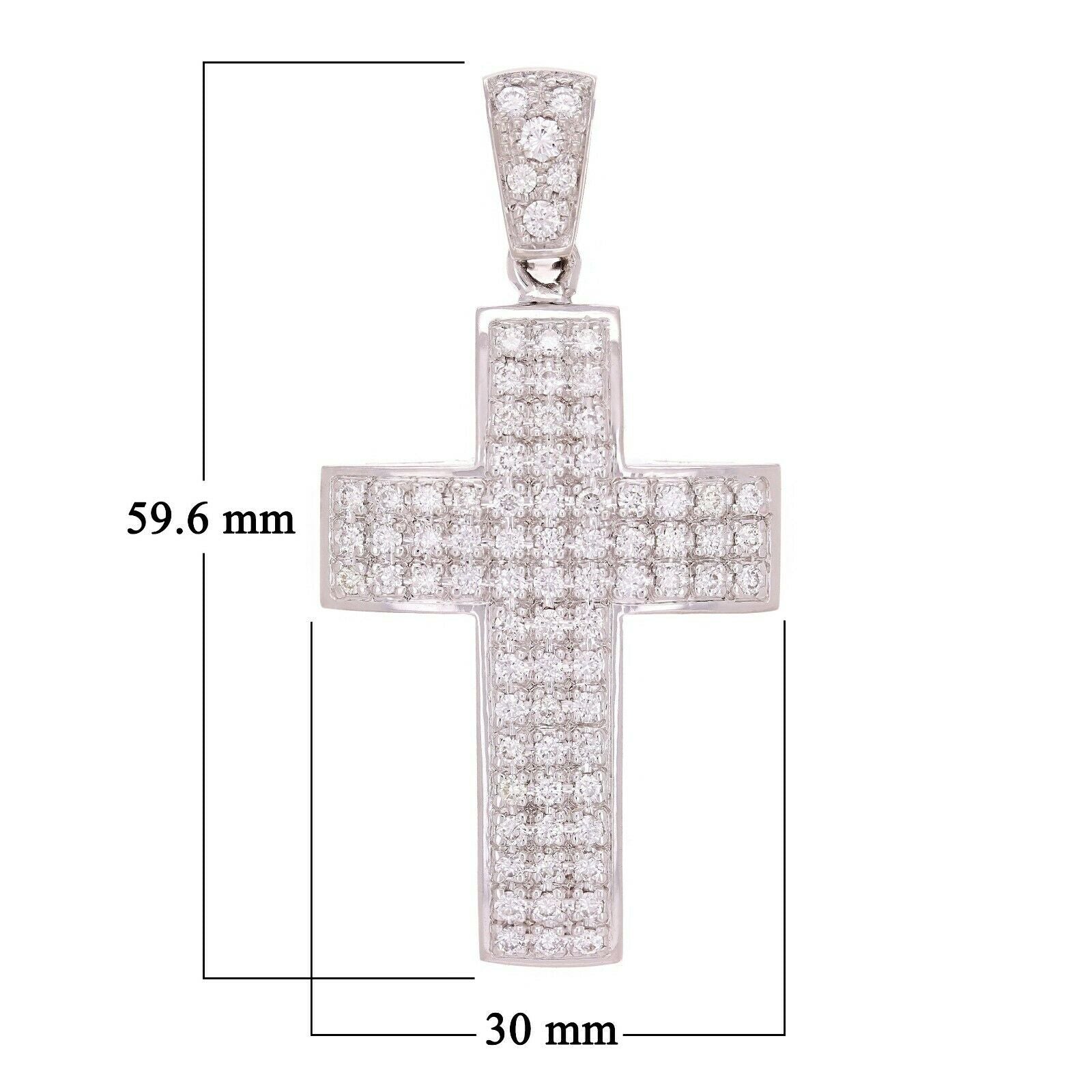 14k White Gold Big Diamond Cross Pendant with 2.60 CTW Natural Round Diamonds