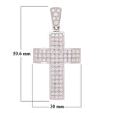 14k White Gold Big Diamond Cross Pendant with 2.60 CTW Natural Round Diamonds
