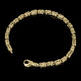 10k Yellow Gold Solid Square Byzantine Bracelet 7" 4.7mm 18.2 grams - Yellow,7"