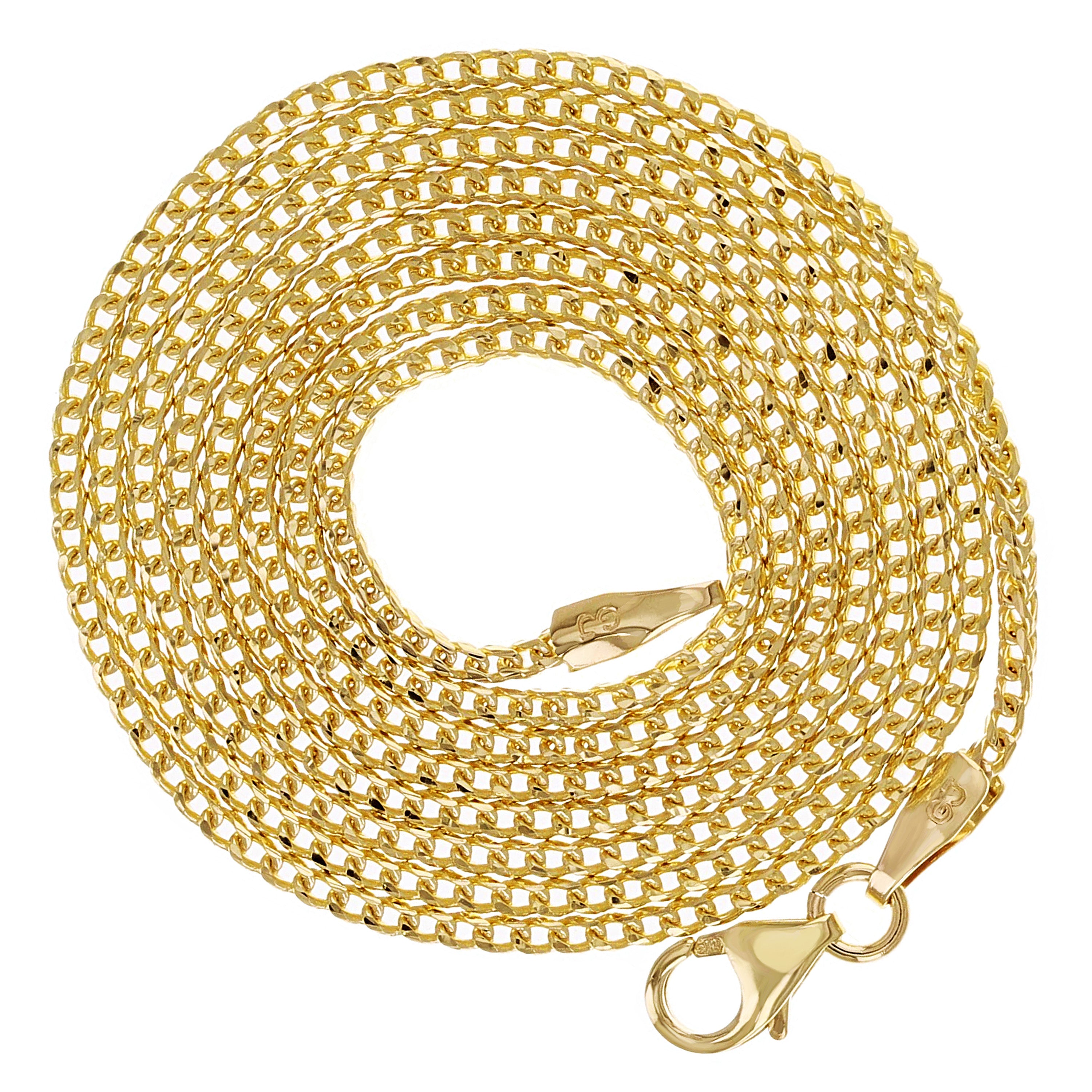 Italian 14k Yellow Gold Solid Diamond Cut Franco Chain Necklace 18" 1.2mm 3.7 grams - Yellow,18" 3.7 grams