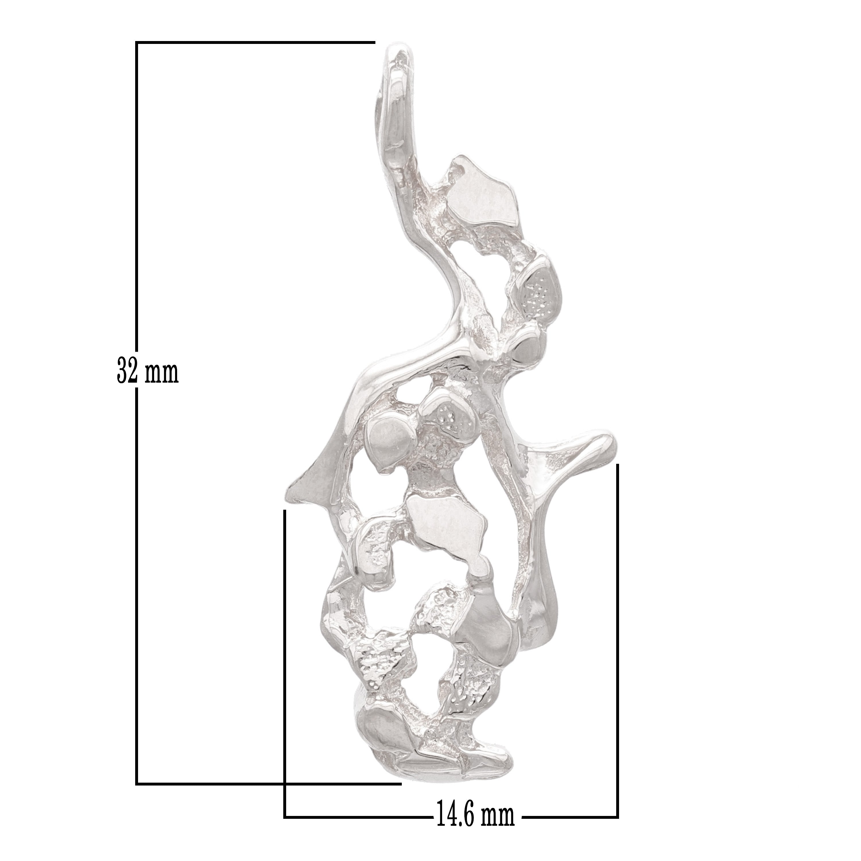 14k White Gold Free Form Nugget Charm Pendant 3.3 grams