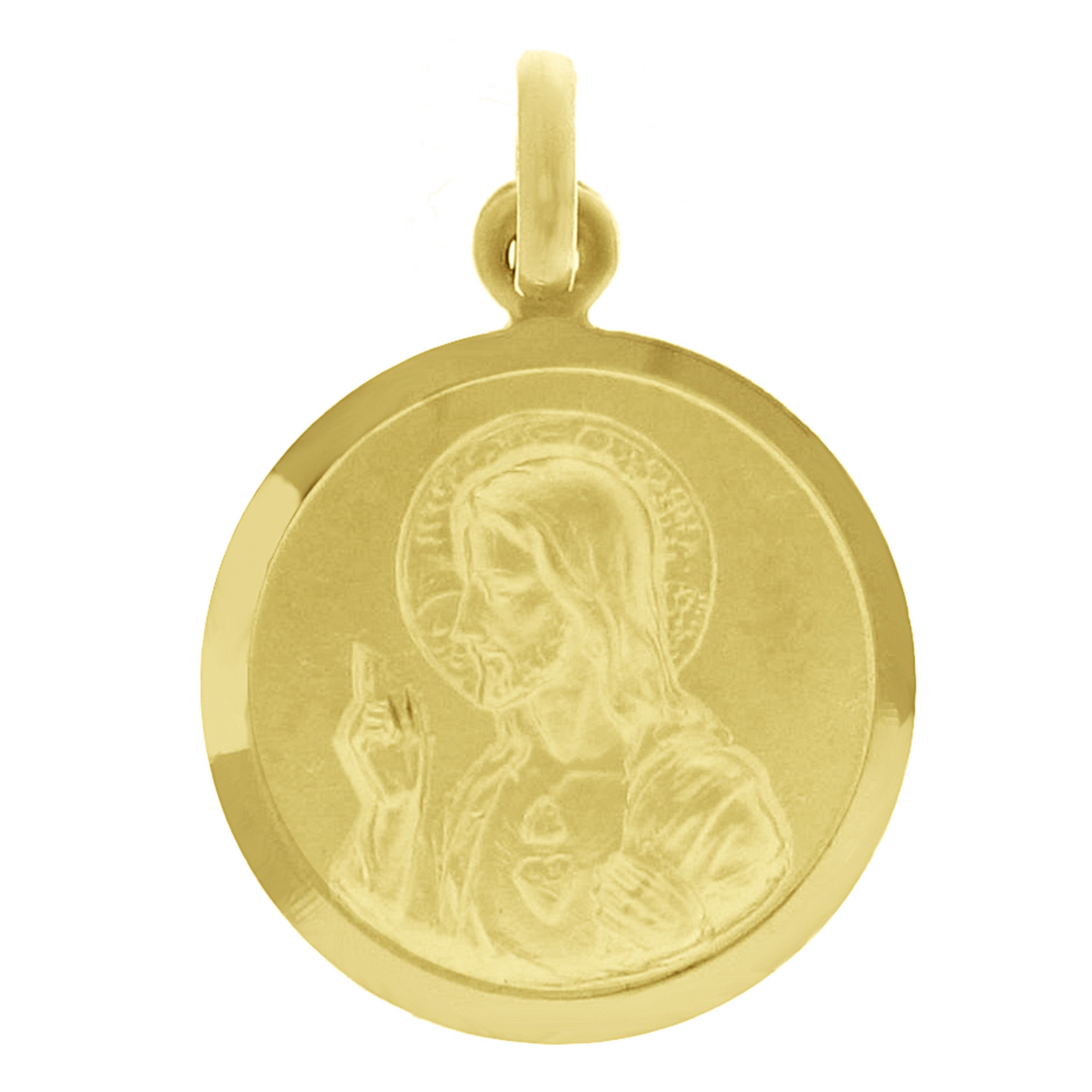 Italian 14k Yellow Gold Reversible Guadalupe & Sacred Heart of Jesus Medal Charm