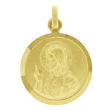 Italian 14k Yellow Gold Reversible Guadalupe & Sacred Heart of Jesus Medal Charm