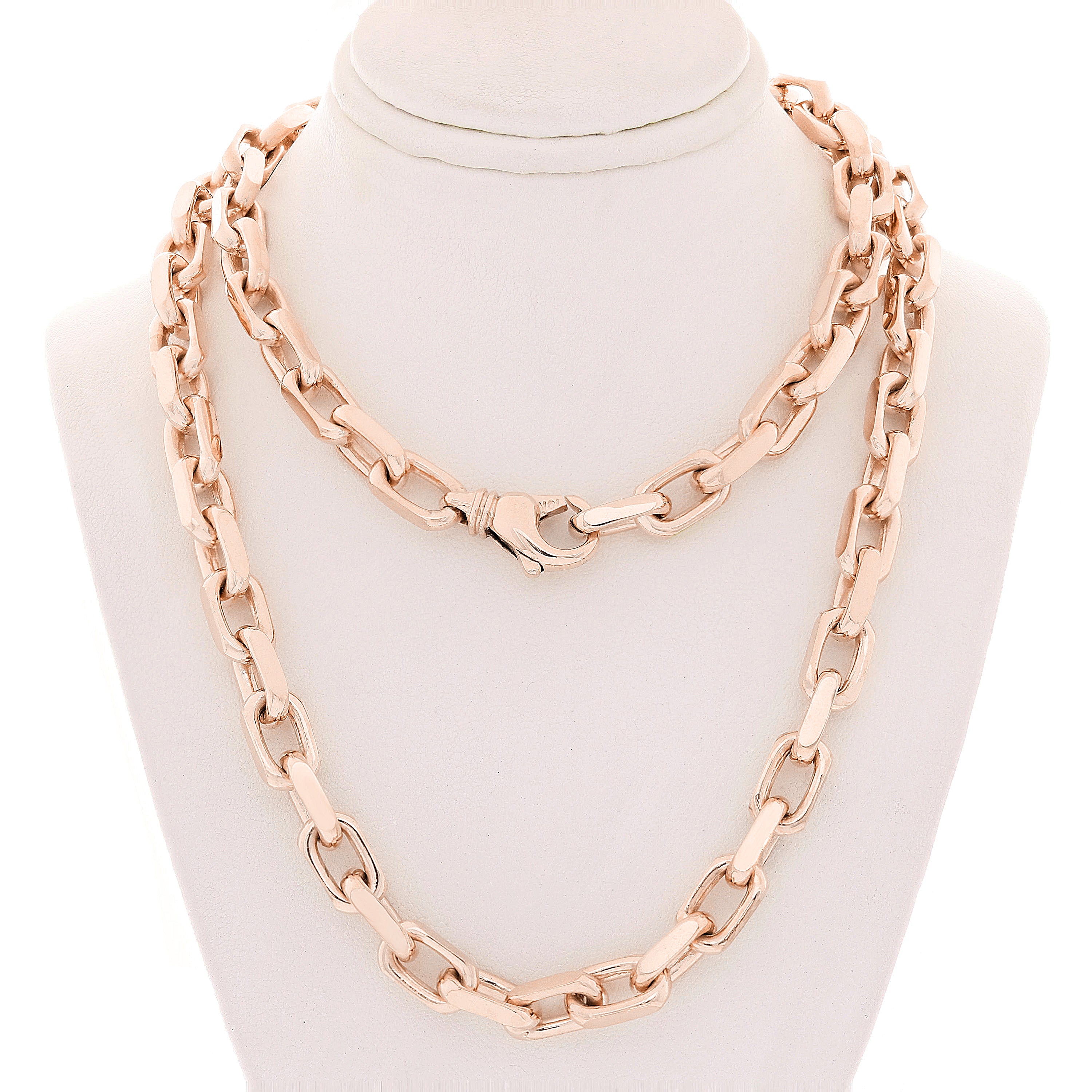 10k Rose Gold Handmade Fashion Link Necklace 28" 7.94mm - Rose,28"