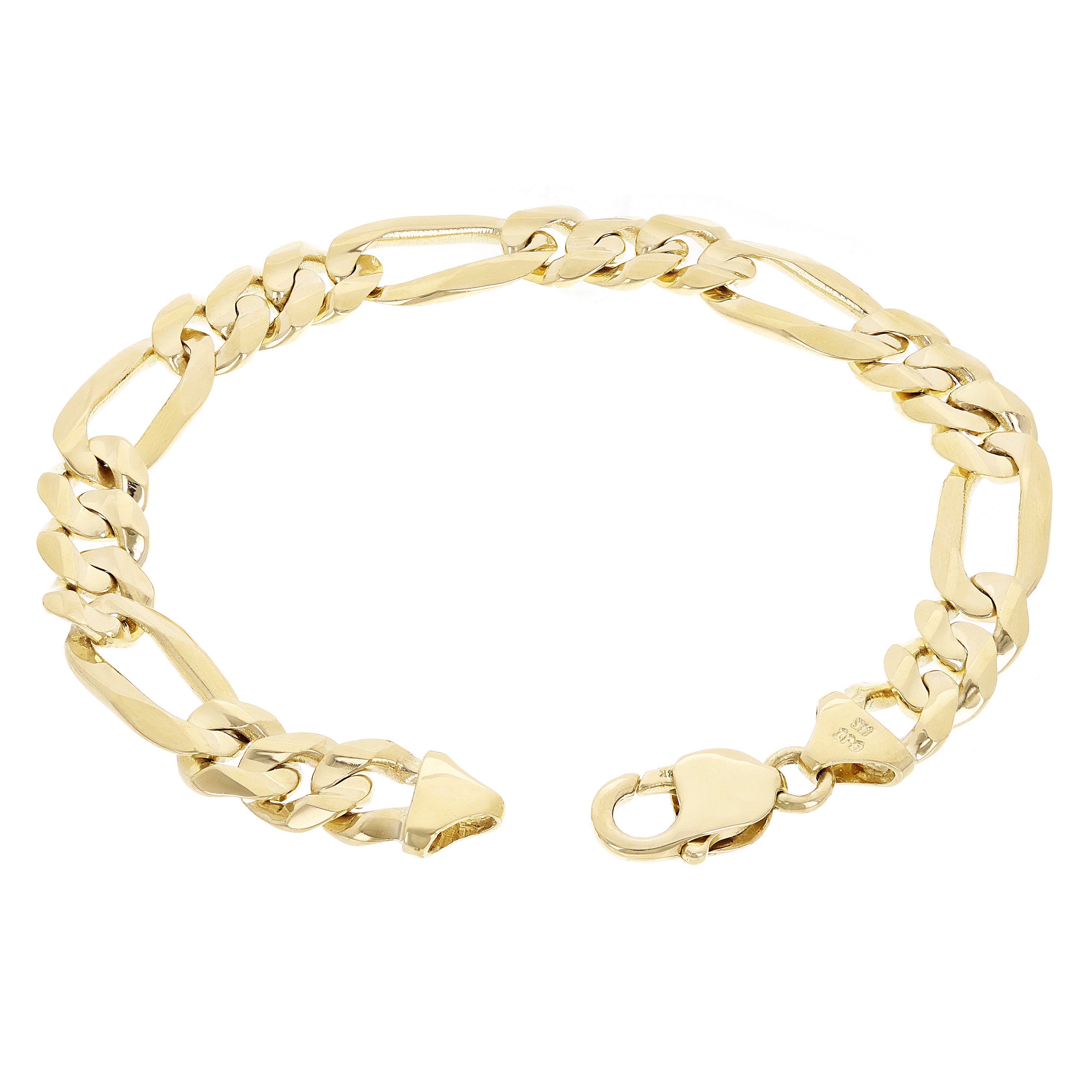 14k Yellow Gold Solid Heavy Figaro Link Chain Bracelet 9.25" 10.7mm 43 grams - 9.25"