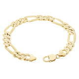 14k Yellow Gold Solid Heavy Figaro Link Chain Bracelet 9.25" 10.7mm 43 grams - 9.25"