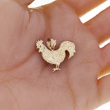 14k Yellow Gold Diamond Cut Cock Chicken Bird Rooster Charm Pendant 1.1" 3 grams