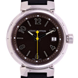 Louis Vuitton Ladies Tambour Quartz Black Rubber Strap