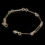 Italian 14k Yellow Gold Hollow Round & Paper Clip Bracelet 7.75" 5.3mm 2.6 grams