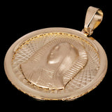 Italian 14k Yellow Gold Madonna Virgin Mary Medal Charm Pendant 1.1" 2.7 grams - 2.7 grams