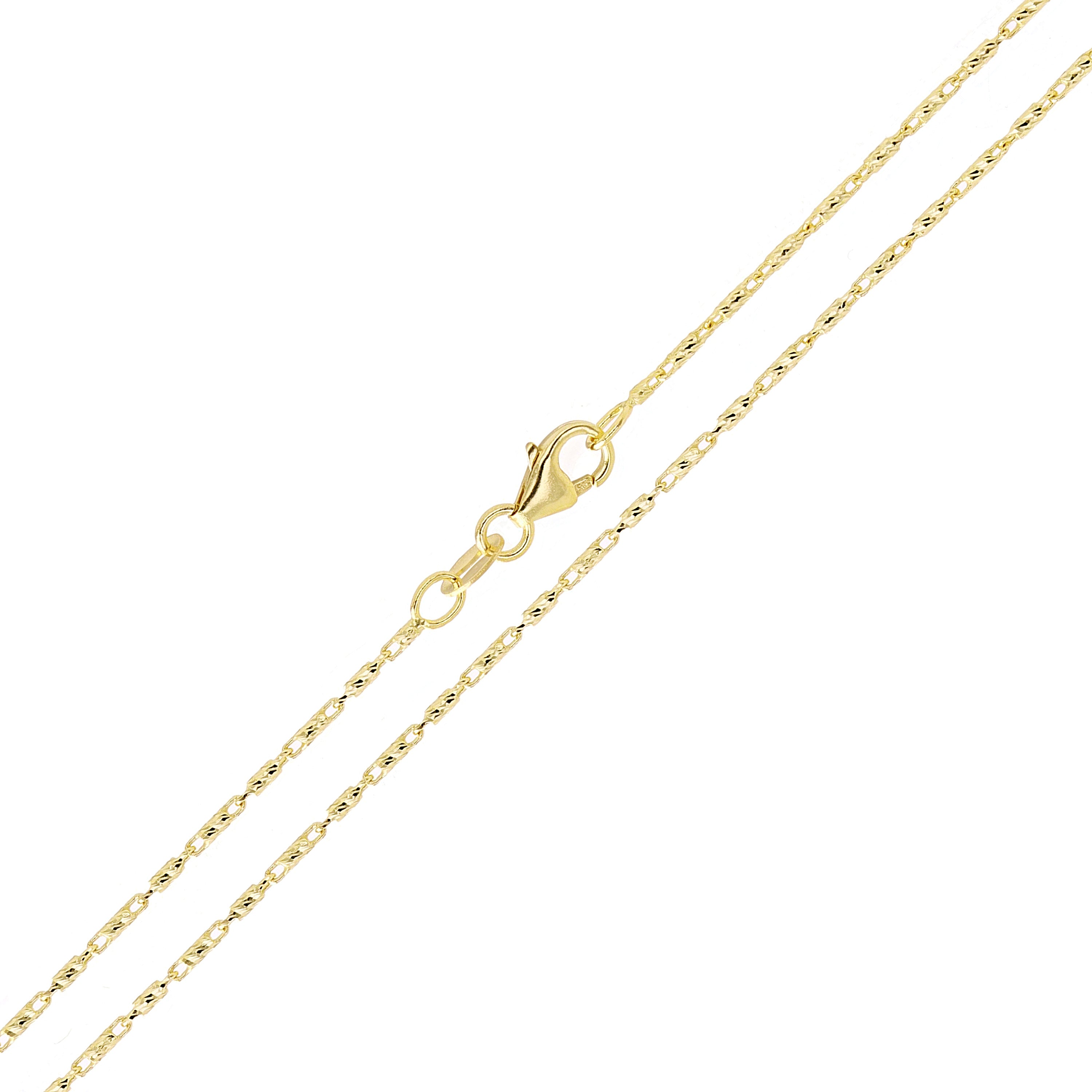 Italian 14k Yellow Gold Solid Raso Chain Necklace 0.9mm 16" 2.3 grams - 16" 2.3 grams