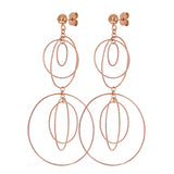 Italian 14k Rose Gold Round Drop Dangle Earrings 2.5" 3.9 grams