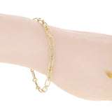 Italian 14k Yellow Gold Hollow Oval Paper Clip Link Bracelet 7.5" 4.7mm 3.4grams