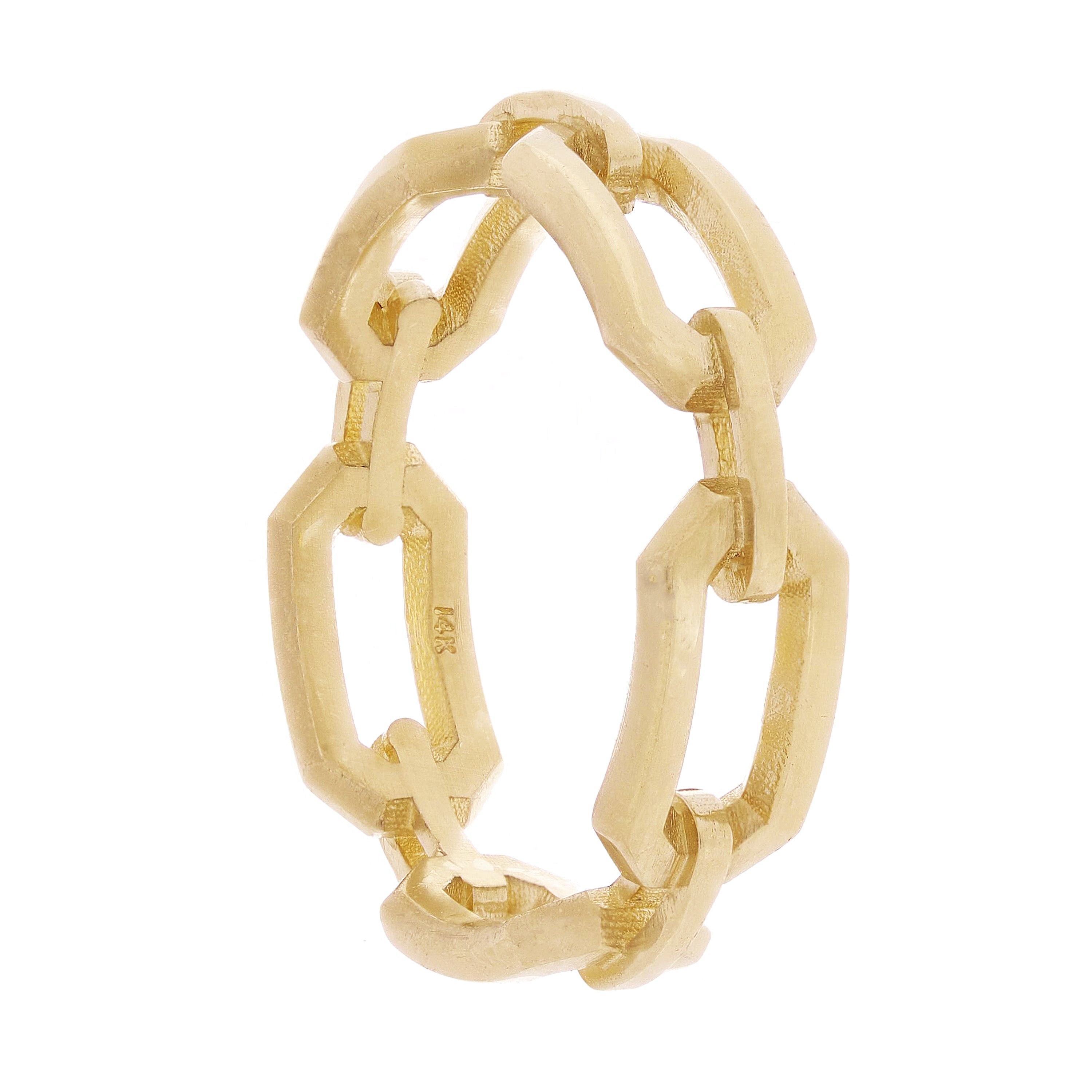 14k Yellow Gold Hexagon Band Stackable Ring Size 7.75 - 5.8mm 4.1 grams