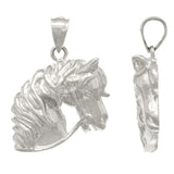 14k White Gold Solid Lucky Horse Head Face Charm Pendant 3.9 grams - White
