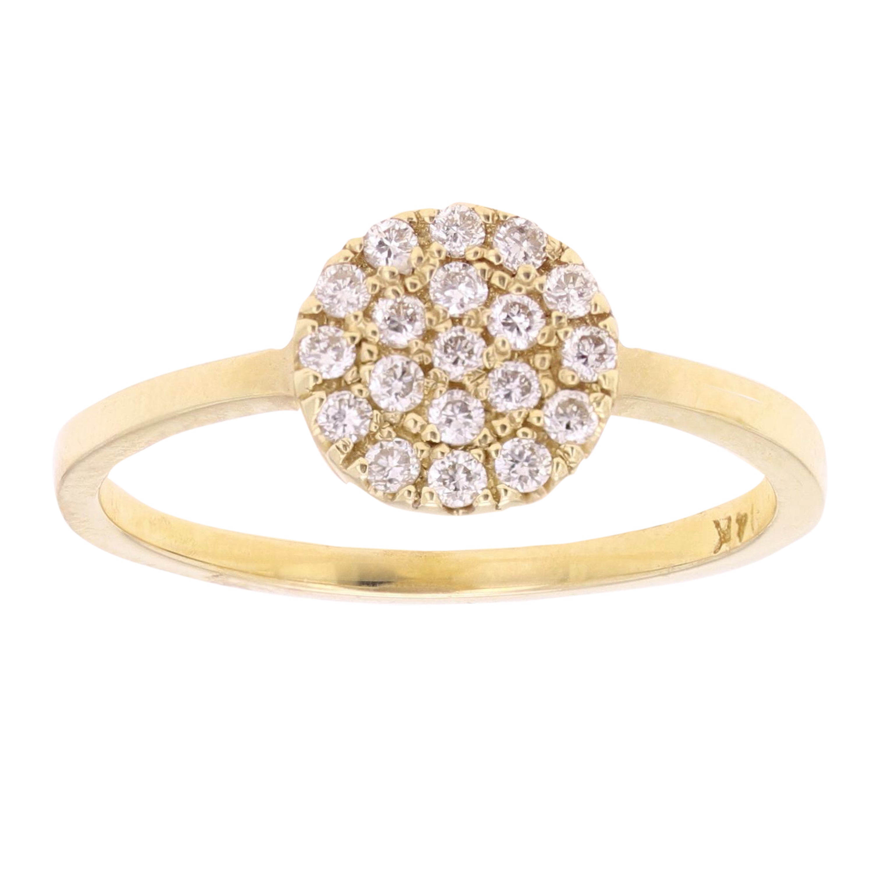 14k Yellow Gold Round Frame Diamond Ring Size 6 - Yellow,Ring Size 6