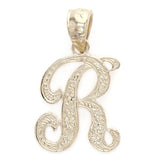 14k Yellow or White Gold Initial Letter B Alphabet A-Z Charm Pendant - Letter R,Yellow