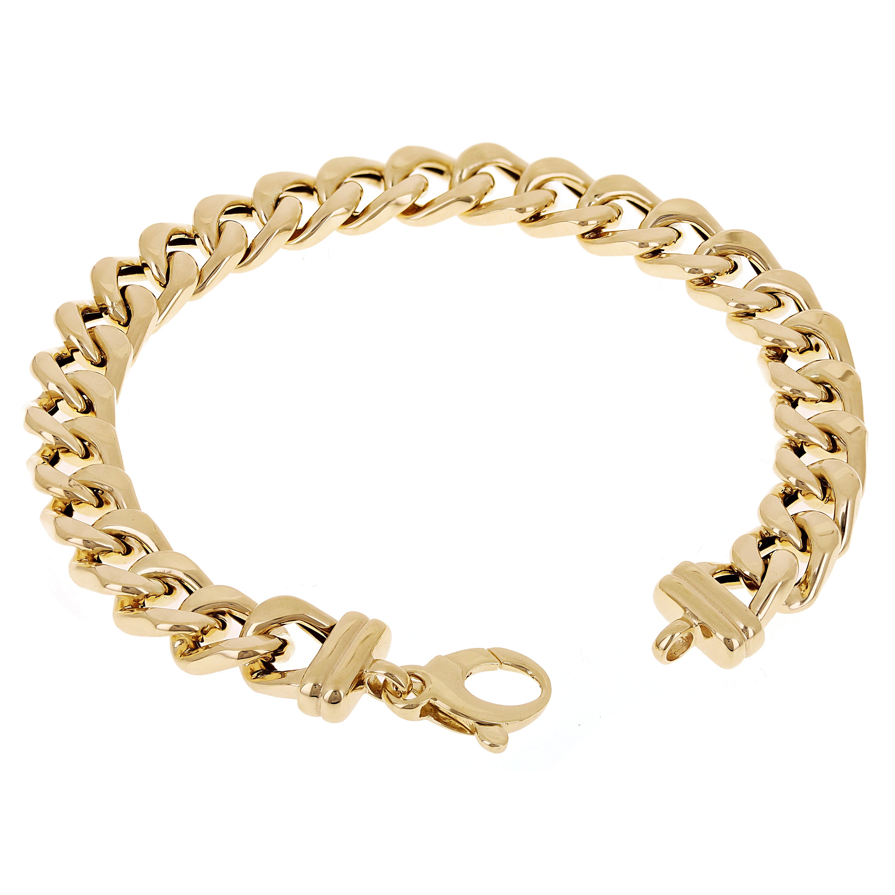 Italian 14k Yellow Gold Hollow Cuban Link Chain Bracelet 8.5" 9mm 15.6 grams