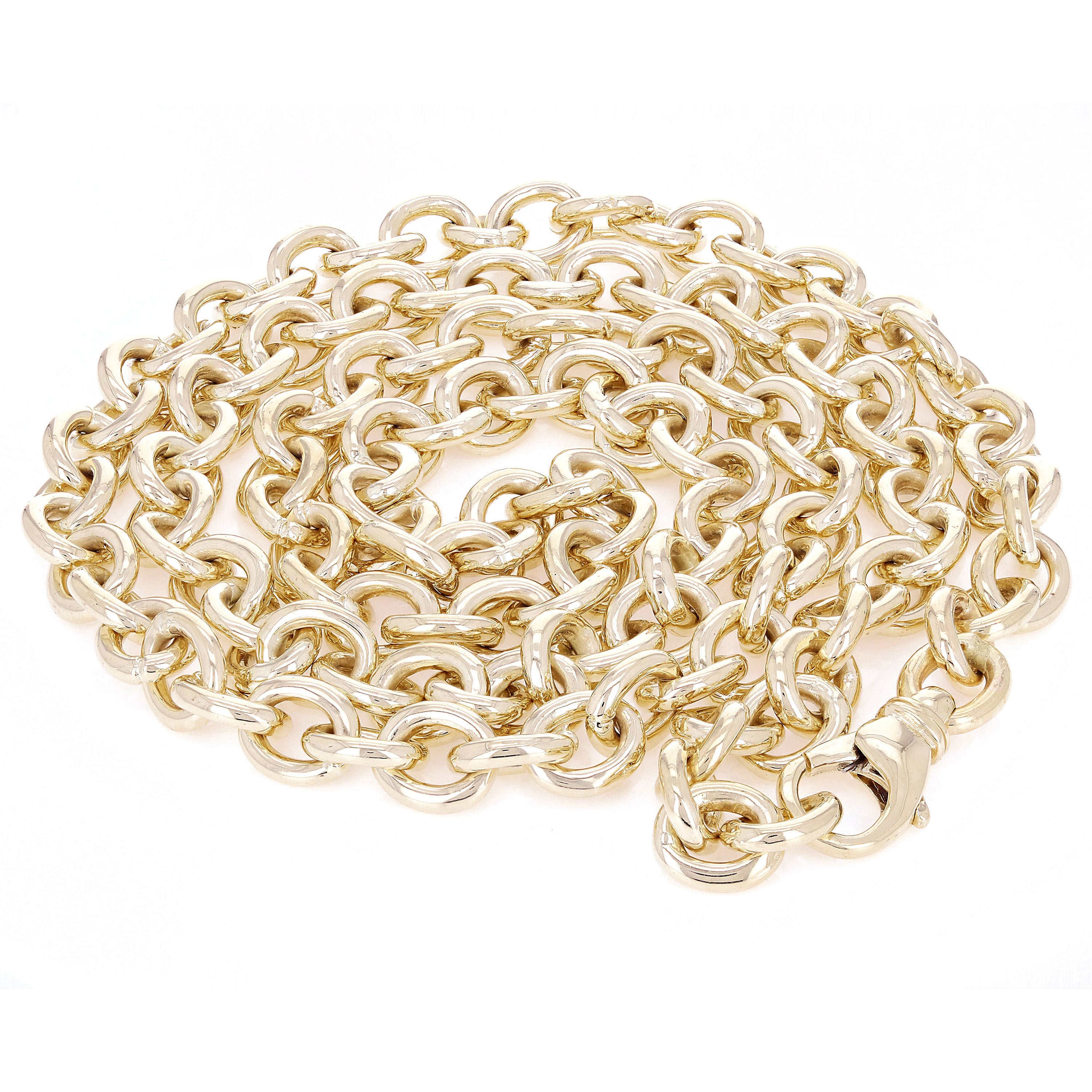 10k Yellow Gold Solid Handmade Link Heavy Rolo Chain Necklace 22" 8mm 81.5 grams