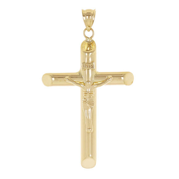 Italian Hollow 14k Yellow Gold INRI Crucifix Cross Charm Pendant 1.6