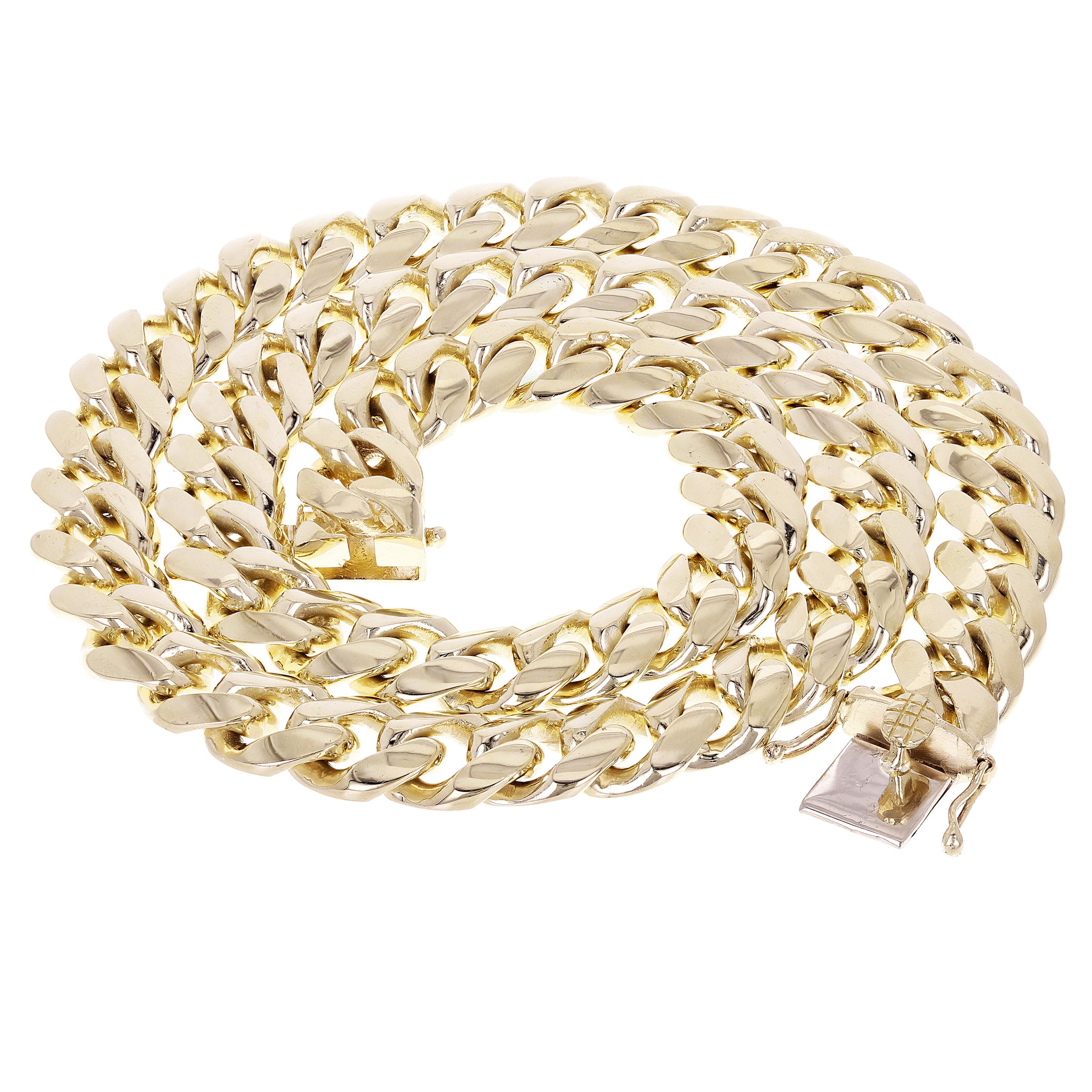 Men's 10k Yellow Gold Solid Miami Cuban Link Chain Necklace 22