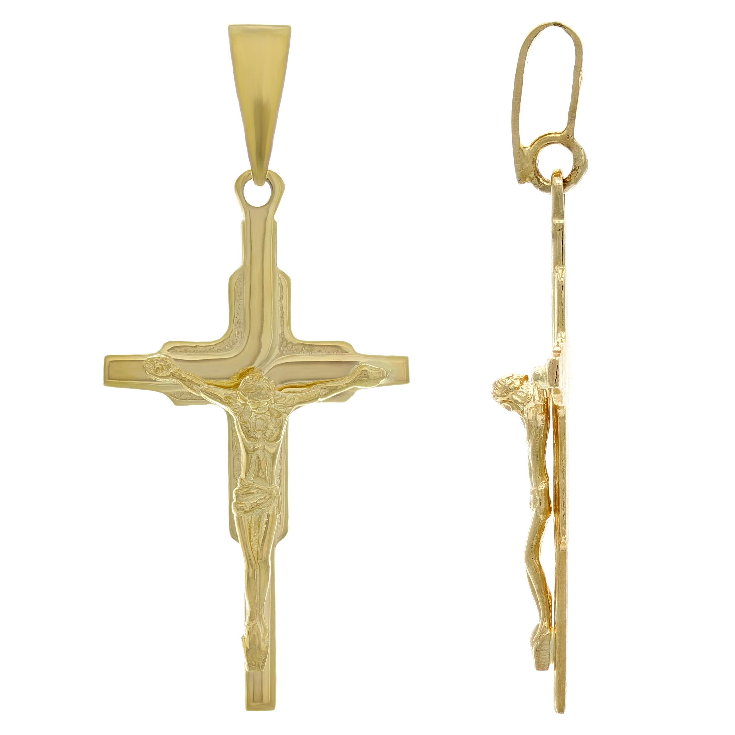14k Yellow Gold Jesus Christ Crucifix Cross Religious Charm Pendant 2.6 grams - Yellow