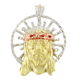 14k Tri Color Gold Solid Religious Jesus Christ Face Charm Pendant 1" 3.2 grams