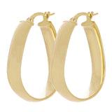 Italian 14k Yellow Gold Oblong Oval U-Shaped Hoop Earrings 1.2" 5.9mm 2.9 grams