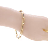 Italian 14k Yellow Gold Hollow Paper Clip Chain Bracelet 7.75" 4.9mm 4.5 grams - 7.75" 4.5 grams