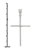 14k White Gold Solid Plain Cross Religious Charm Pendant 1.35" 2.4 grams Small