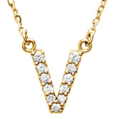 14k Yellow White or Rose Gold Diamond Initial Letter V Pendant Necklace 18" - Letter V,Yellow