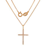 14k Rose Gold Diamond Cross Pendant - Rose