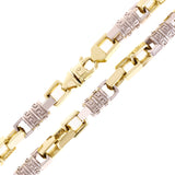 10k Two Tone Gold Solid Handmade Greek Key Link Necklace 11mm 24" 245.1 grams - 24" 245.1 grams